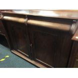 EDWARDIAN MAHOGANY CHIFONIER WITH CARVED DOORS & 2 DRAWERS, 36'' WIDE