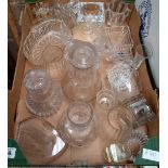 4 CARTONS OF MISC GLASSWARE INCL; CANDLE STICKS, ASHTRAYS, DECANTERS, JUGS