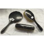 3 PIECE SILVER MOUNTED TORTOISE SHELL HAIR BRUSH SET