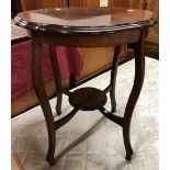MAHOGANY 2 TIER PIE CRUST EDGE CIRCULAR TABLE, MARKED TO TOP