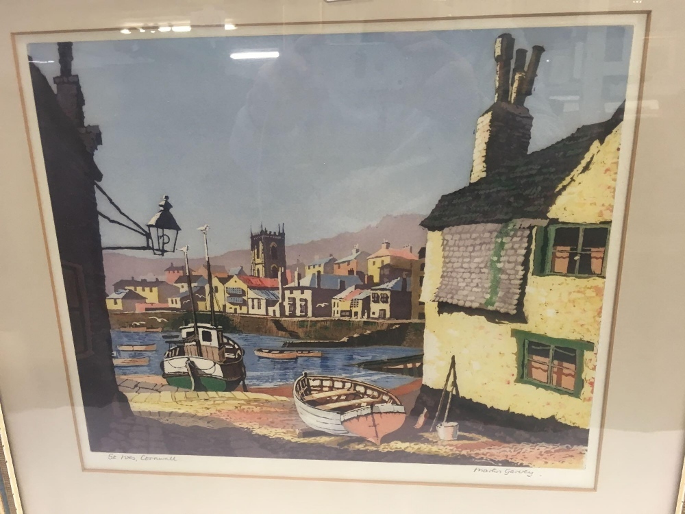 F/G PRINT OF ST.IVES BY MARTIN GARVEY & AN ACRYLIC OF DUNSTER, SOMERSET BY A OVERTON - Image 3 of 10