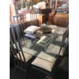 JOHN LEWIS LARGE METAL & GLASS DINING TABLE WITH 6 MATCHING CHAIRS