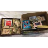 CARTON OF MISC PLAYING CARDS & A CASPARI BRIDGE SET