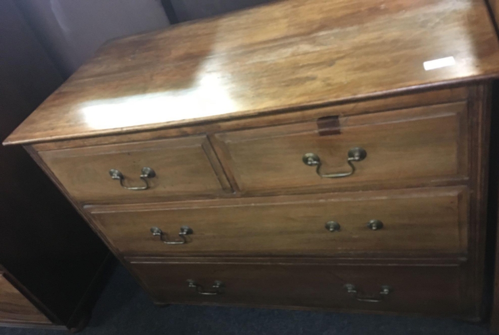 ANTIQUE MAHOGANY CHEST OF 4 DRAWERS (1 HANDLE IN DRAWER) - Image 3 of 4