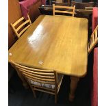 PINE DINING TABLE 4ft X 3ft & 4 MATCHING LADDER BACK DINING CHAIRS