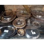 2 SHELVES OF MISC EPNS & SILVER PLATED METALWARE