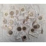 A BAG CONTAINING A QUANTITY OF ELIZABETH II CUPRO-NICKEL COINAGE CROWNS, FLORIN'S, SHILLINGS ETC.