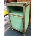 GREEN & GOLD LOOM STYLE BEDSIDE CABINET WITH GLAZED TOP