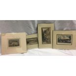 4 HAND COLOURED VICTORIAN PRINTS INCL; WEST COUNTRY HOMES
