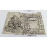 AN ANCIENT BOOK FRAGMENT. THE TITLE PAGE FROM A BOOK ABOUT ELIZABETH 1ST BY WILLIAM CAMDEN,