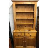 NARROW PINE DRESSER BY WESTERN WOODCRAFT OF SOMERSET 6ft TALL X 3ft WIDE, SLIGHTLY DISTRESSED