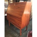 DANISH BUREAU WITH HINGED DOOR, WRITING SLIDE & 2 DRAWERS