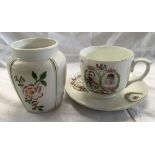 RADFORD VASE & LARGE COMMEMORATIVE CUP & SAUCER