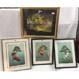 3F/G PRINTS OF KOI CARP & AN ORIGINAL PASTEL BY HELENE HOWSE TITLED ' SUNSET GLORY'