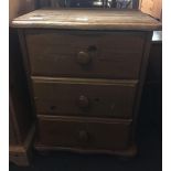 NARROW 3 DRAWER BEDSIDE CHEST