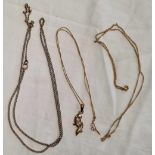THREE VERY FINE LINK 9ct GOLD NECKLACES WITH A DOLPHIN PENDANT