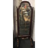 LATE VICTORIAN MAHOGANY CHEVAL MIRROR A/F (NEEDS NEW MIRROR)