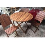 FOLDING WOODEN PATIO TABLE WITH 2 FOLDING CHAIRS