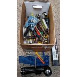 CARTON WITH AN ANGLE FLASHLIGHT, MASONRY DRILLS, CHUCKS & A TORQUE WRENCH