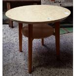 ROUND RETRO COFFEE TABLE WITH FORMICA TOP & SHELF UNDER
