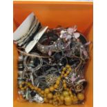 TUB OF COSTUME JEWELLERY INCL; BANGLES RINGS, NECKLACES