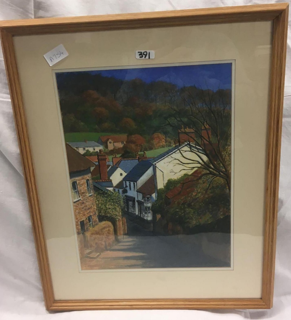 F/G PRINT OF ST.IVES BY MARTIN GARVEY & AN ACRYLIC OF DUNSTER, SOMERSET BY A OVERTON - Image 7 of 10