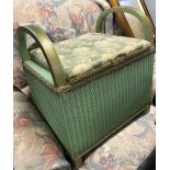 GREEN LOOM STYLE UPHOLSTERED DRESSING SEAT / LAUNDRY BASKET