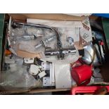 CARTON WITH KITCHEN MIXER SET, OIL CAN, STAINLESS STEEL KETTLE, VARIOUS LIGHT BULBS & OTHER
