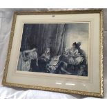 WILLIAM RUSSELL FLINT, A PENCIL SIGNED COLOUR PRINT, ''THE TRIO'' BEING THREE WOMEN SEATED IN AN