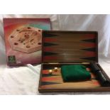 WOOD BOXED BACK GAMMON SET & A BOXED TYROLS ROULETTE GAME