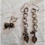 TWO PAIRS OF SILVER DECORATIVE EARRINGS