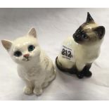 BESWICK SIAMESE CAT NO. 1387 & A WHITE PERSIAN BESWICK CAT