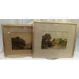 TWO 19THC WATERCOLOURS OF RIVER LANDSCAPES