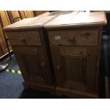 PAIR OF PINE BEDSIDE POT CUPBOARDS