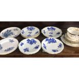 SHELF OF VINTAGE BLUE & WHITE PLATES ETC