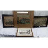 PAIR OF BLACK AND WHITE ENGRAVINGS TOGETHER WITH A COLOURED LITHOGRAPH OF ROYAL ANGLERS ON