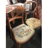 MAHOGANY EDWARDIAN BALLOON BACK CARVED CHAIR & 1 OTHER