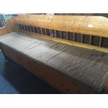 VINTAGE PINE BENCH WITH STORAGE CHEST UNDER, 6ft LONG APPROX