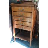 INLAID MAHOGANY MUSIC CABINET ON CASTERS