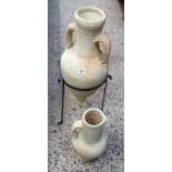 2 AMPHORA JARS, 1 IN STAND & 1 LOOSE