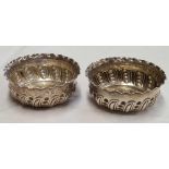 A PAIR OF VICTORIAN SILVER SALTS, B'HAM 1889