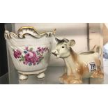 JERSEY COW CREAMER & A SMALL DRESDEN VASE