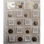 A SHEET OF REPRODUCTION & ORIGINAL COINS