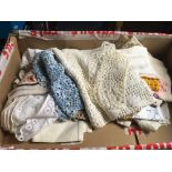 CARTON OF EMBROIDERED TABLE CLOTHES & SERVIETTES