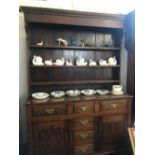 ARTS & CRAFTS OAK DRESSER WITH BRASS HANDLES