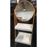 CIRCULAR MAKEUP MIRROR WITH SHELVING UNDER