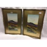 PAIR OF GILT FRAMED & MOUNTED WATERCOLOURS OF MOORLAND SCENES SIGNED J SUMPTER