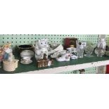 SHELF OF VINTAGE CHINA, PORCELAIN GLASSWARE ETC