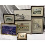 QTY OF FRAMED PRINTS OF SIDMOUTH & A WATERCOLOUR BY ELEANOR LUDGATE 1993