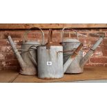 3 GALVANISED WATERING CANS